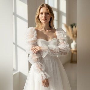 Wedding detachable white sleeves for wedding f dress